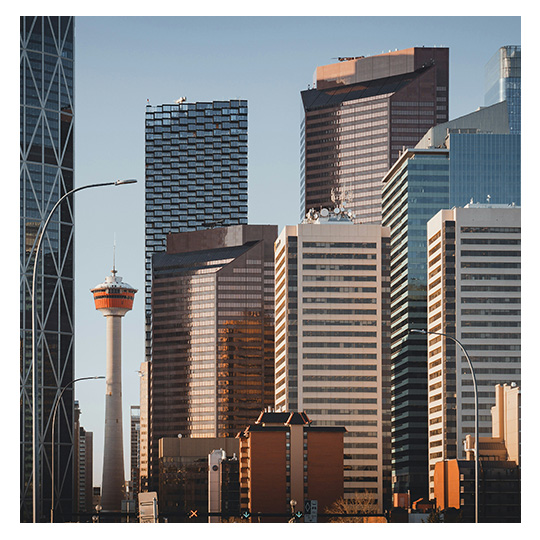 Day porters cleaning and maintaining an office building in Calgary.