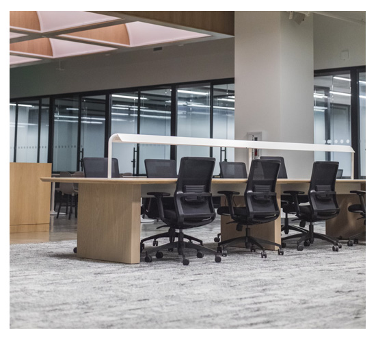 A tidy and professional office space in Calgary, reflecting high standards of cleanliness.