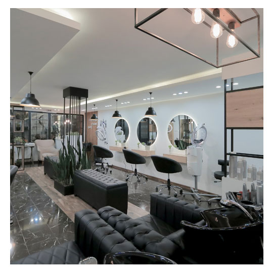 A serene and spotless salon interior, reflecting tranquility and cleanliness.